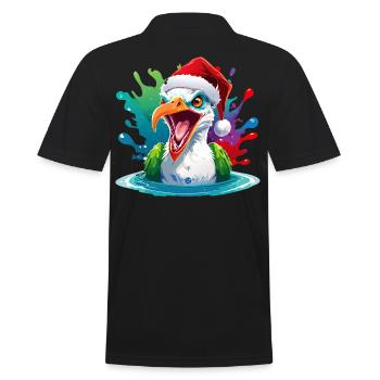 14 Zombie Möwe Meer Weihnachtsmann Farbtropfen - Männer Poloshirt - Schwarz - Hinten - Kai (181cm)