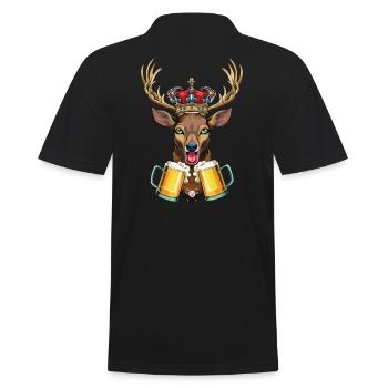 06 Hirsch zwei Mass Bier Hirschkopf Krone Prost - Männer Poloshirt - Schwarz - Hinten - Kai (181cm)