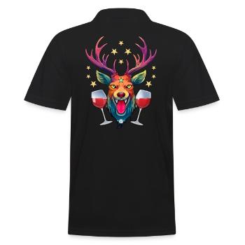10 cerfs Deux verres de vin Buveur de vin rouge Cheers - Polo Homme - noir - Dos - Kai (181cm)