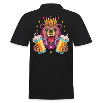 11 Bear King Couronne Deux Chopes de bière de masse Cheers - Polo Homme - noir - Dos - Kai (181cm)