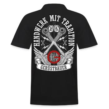 Gerüstbauer Shirt / Handwerk mit Tradition - Männer Poloshirt - Schwarz - Hinten - Kai (181cm)