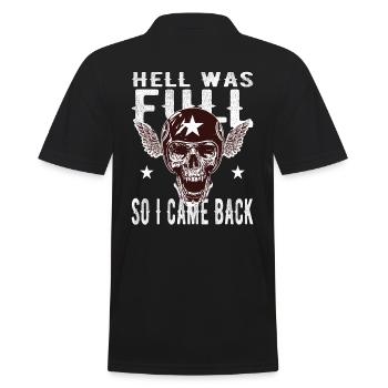 Skull - Hell was full, so I'm back - Men's Polo Shirt - black - Back - Kai (181cm)