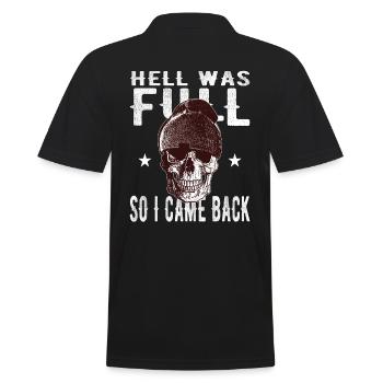 Skull - Hell was full, so I'm back - Men's Polo Shirt - black - Back - Kai (181cm)