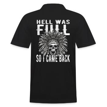 Skull - Hell was full, so I'm back - Men's Polo Shirt - black - Back - Kai (181cm)