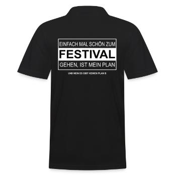 Einfach mal schön zum FESTIVAL gehen - Männer Poloshirt - Schwarz - Hinten - Kai (181cm)