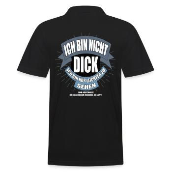 Ich bin nicht dick ich bin nur leichter zu sehen - Männer Poloshirt - Schwarz - Hinten - Kai (181cm)