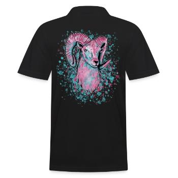 Widder Vaporwave - Männer Poloshirt - Schwarz - Hinten - Kai (181cm)