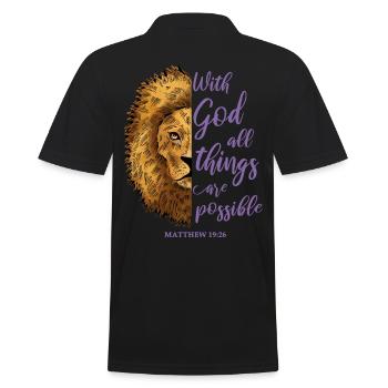 Relgiöses Zitat Löwe - Männer Poloshirt - Schwarz - Hinten - Kai (181cm)