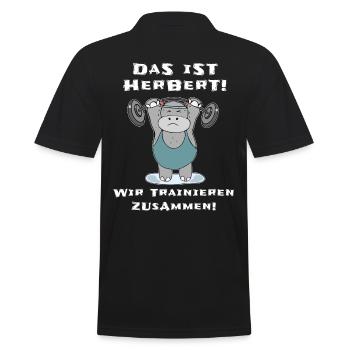 Das ist Herbert wir trainieren zusammen Fitness - Männer Poloshirt - Schwarz - Hinten - Kai (181cm)
