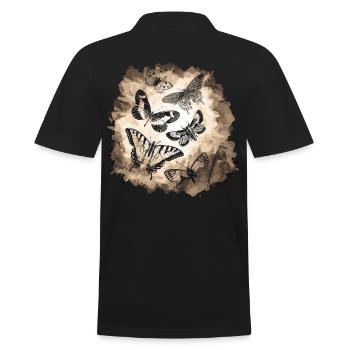 Butterflies Insect Gift - Men's Polo Shirt - black - Back - Kai (181cm)
