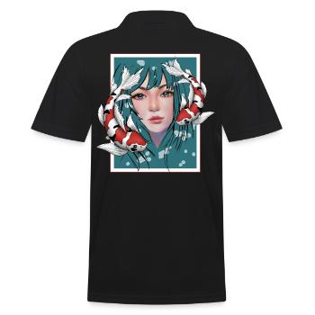 Anime Koi - Männer Poloshirt - Schwarz - Hinten - Kai (181cm)