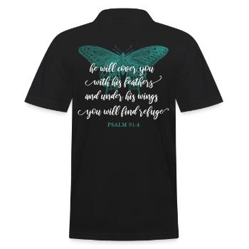 Christliches Zitat Bibelvers Religiös - Männer Poloshirt - Schwarz - Hinten - Kai (181cm)
