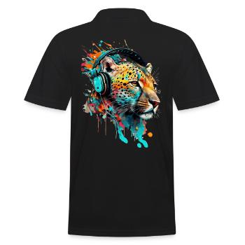 Léopard avec casque DJ - Polo Homme - noir - Dos - Kai (181cm)
