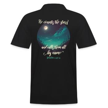 Bibelvers Christlich Religiöser Spruch - Männer Poloshirt - Schwarz - Hinten - Kai (181cm)