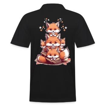 Cute foxes - Men's Polo Shirt - black - Back - Kai (181cm)