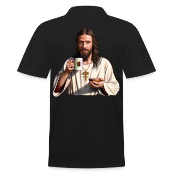 Jesus mochte Kaffee - Männer Poloshirt - Schwarz - Hinten - Kai (181cm)