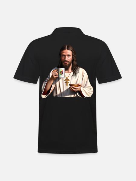 Jesus mochte Kaffee - Männer Poloshirt - Schwarz