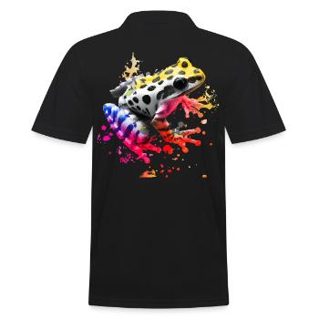 Colorful frog with splashes of paint - Men's Polo Shirt - black - Back - Kai (181cm)