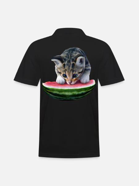 Chat et pastèque - Polo Homme - noir