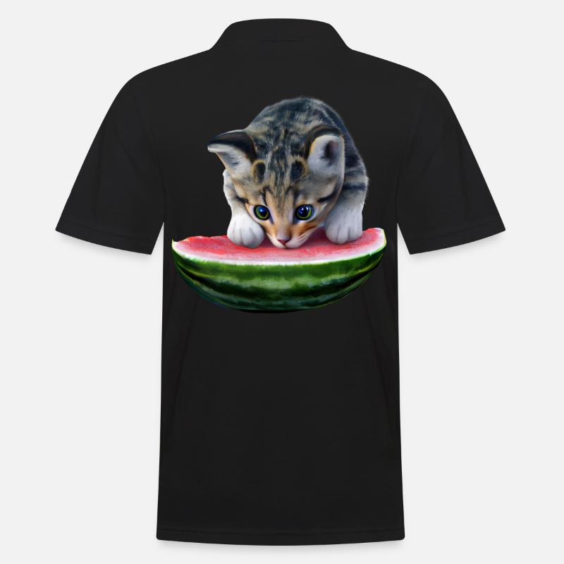 Chat et pastèque - Polo Homme - noir