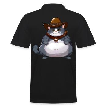 Fat Cowboy Cat - Men's Polo Shirt - black - Back - Kai (181cm)
