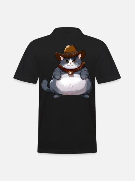Fat Cowboy Cat - Men's Polo Shirt - black