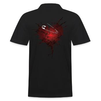 Risse Herz und Sicherheitsnadeln Geschenk - Männer Poloshirt - Schwarz - Hinten - Kai (181cm)