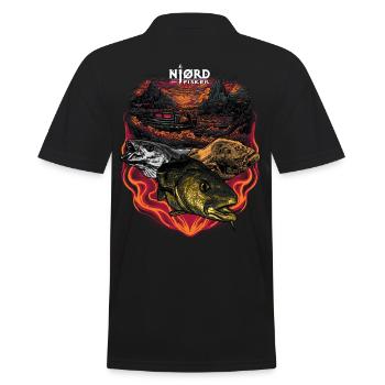 Norway Fishing - Njørd Fisker - Männer Poloshirt - Schwarz - Hinten - Kai (181cm)