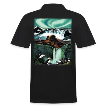 Iceland - Island - Ísland - Männer Poloshirt - Schwarz - Hinten - Kai (181cm)