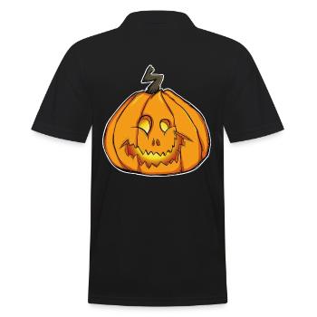 Lustiger Halloween Kürbis - Männer Poloshirt - Schwarz - Hinten - Kai (181cm)