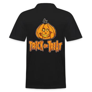 Lustiges Halloween Kürbis Trick or Treat - Männer Poloshirt - Schwarz - Hinten - Kai (181cm)
