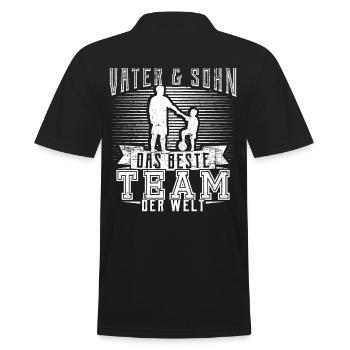 Fußball Vater Papa Sohn Kind Geschenk - Männer Poloshirt - Schwarz - Hinten - Kai (181cm)