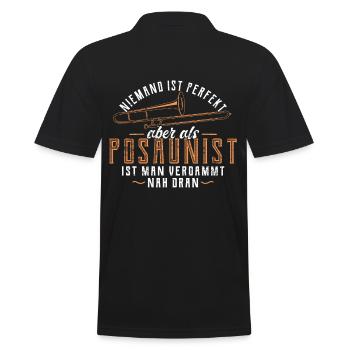 Posaune Trombone Posaunisten Musiker Blasorchester - Männer Poloshirt - Schwarz - Hinten - Kai (181cm)