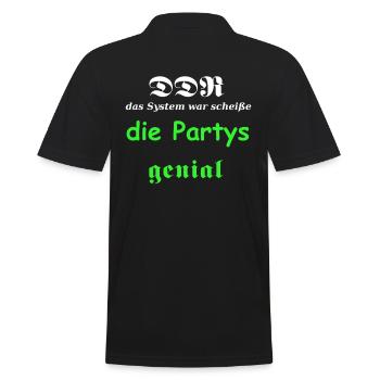 DDR,Ossi,Ostdeutsch,Feiern,Party,Spruch,Sprüche, - Männer Poloshirt - Schwarz - Hinten - Kai (181cm)