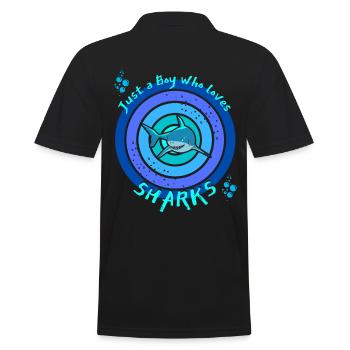 Nur ein Junge, der Haie liebt. Hai - Männer Poloshirt - Schwarz - Hinten - Kai (181cm)