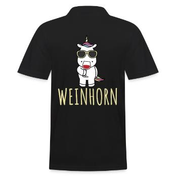 Wein Einhorn Weinhorn Unicorn Weintrinker Weinglas - Männer Poloshirt - Schwarz - Hinten - Kai (181cm)