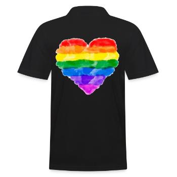 RAINBOW HEART IMPERMÉABLE À L'EAU LGBT Queer Gay Pride - Polo Homme - noir - Dos - Kai (181cm)