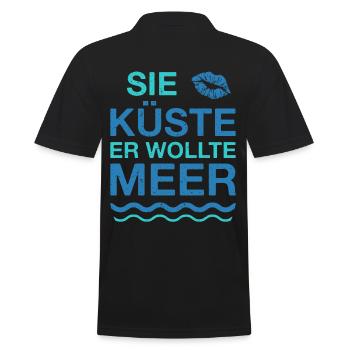 Küste Meer | Lustige Maritime Sprüche Strand Kuss - Männer Poloshirt - Schwarz - Hinten - Kai (181cm)