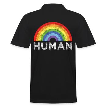 HUMAN Rainbow LGBT Pride Retro Vintage - Polo Homme - noir - Dos - Kai (181cm)
