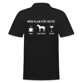 KAFFEE PFERD WEIN Reiter Reiterin Weintrinker Idee - Männer Poloshirt - Schwarz - Hinten - Kai (181cm)