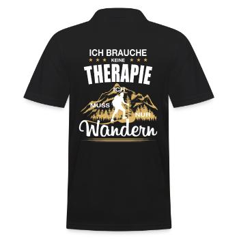 Wandern Therapie Spruch Berge Alpen Wanderer Retro - Männer Poloshirt - Schwarz - Hinten - Kai (181cm)