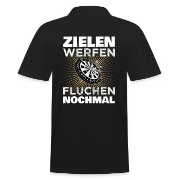 Zielen Werfen Fluchen Nochmal Dartboard Darts Dart - Männer Poloshirt - Schwarz - Hinten - Kai (181cm)