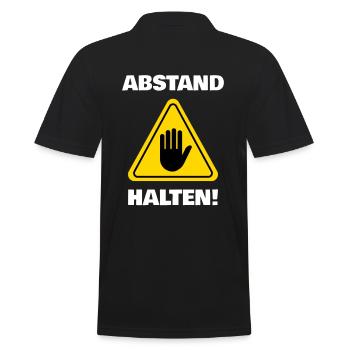 ABSTAND HALTEN Schild Warnung Achtung Virus Grippe - Männer Poloshirt - Schwarz - Hinten - Kai (181cm)
