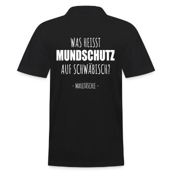 Mundschutz Schwäbisch Maultäschle Lustiger Spruch - Männer Poloshirt - Schwarz - Hinten - Kai (181cm)
