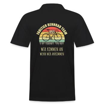 Rennrad Faultier Vintage Retro Spruch Radfahrer - Männer Poloshirt - Schwarz - Hinten - Kai (181cm)