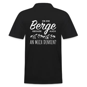 Ob die Berge auch an mich denken Wander Spruch - Männer Poloshirt - Schwarz - Hinten - Kai (181cm)