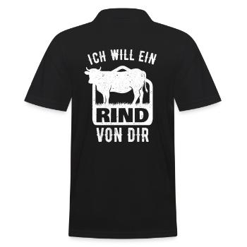 Ich will ein Rind von dir Landwirt Spruch Retro - Männer Poloshirt - Schwarz - Hinten - Kai (181cm)