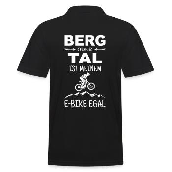 Berg Tal E-Bike Egal MTB Lustiger Radfahrer Spruch - Männer Poloshirt - Schwarz - Hinten - Kai (181cm)
