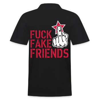 84 Doigts puants Doigts Moyens Fuck Fake Friends - Polo Homme - noir - Dos - Kai (181cm)