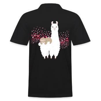 Sloth Alpaca Lama Sleeps Rides Heart Riding - Men's Polo Shirt - black - Back - Kai (181cm)